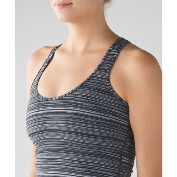 LULULEMON Cool Racerback Tank Light Luon Size 4 Cyber Black Deep Coal - Picture 2 of 6